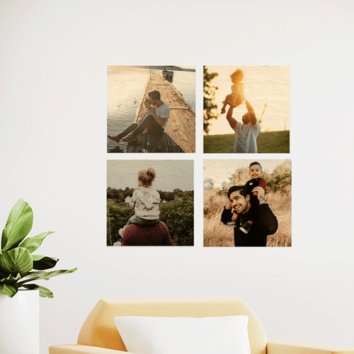 Set de cuatro fotos en madera para regalar a papá